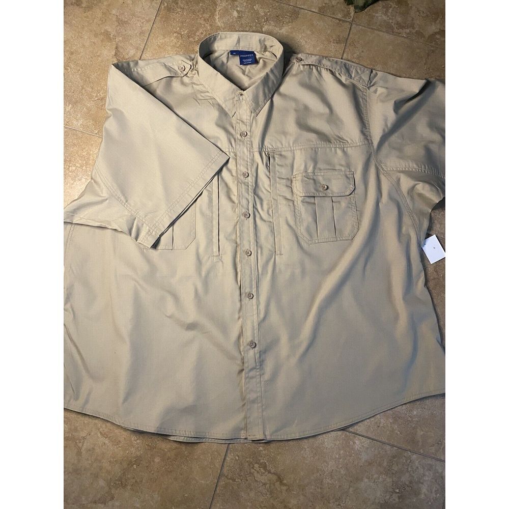 NEW Propper Tactical Shirt Mens 4XL Khaki RipStop‎ Short Sleeve Polyester Blend